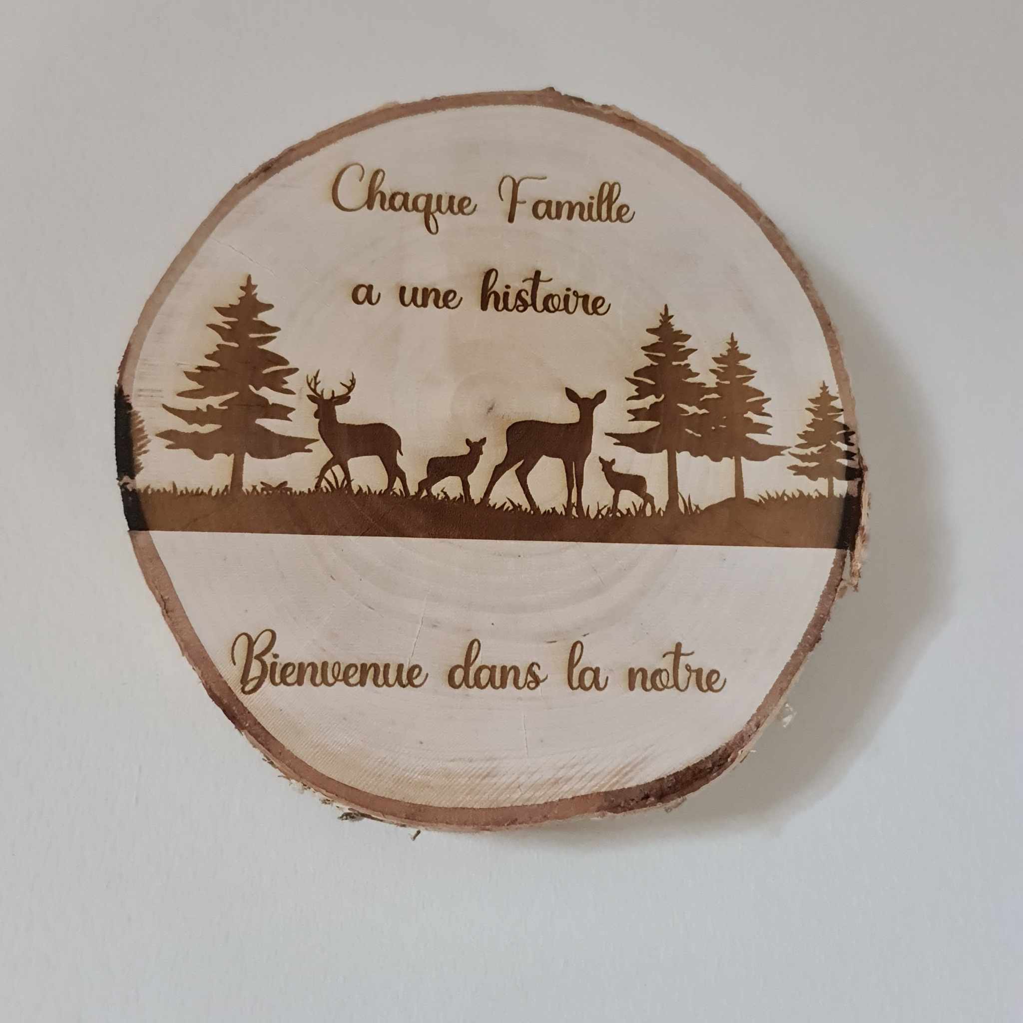 Décoration Rondin de bois thème cerf famille – Image 2