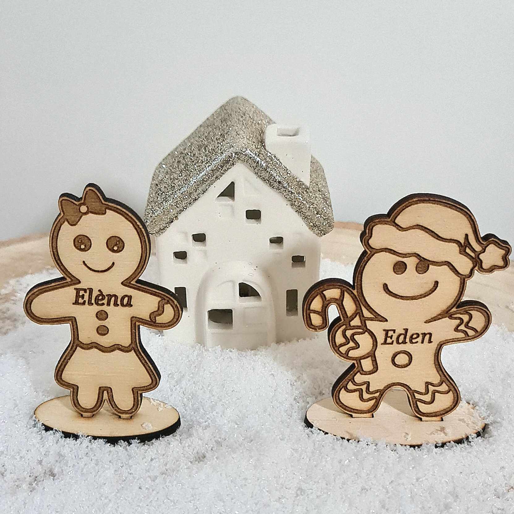 Marque place personnalisé en bois thème bohomme de pain d'épice