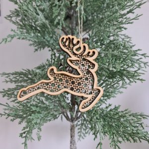 Ornement Renne en bois avec cannage